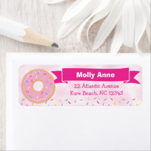 Étiquette Donut Rainbow Sprinkles Birthday Girl Address