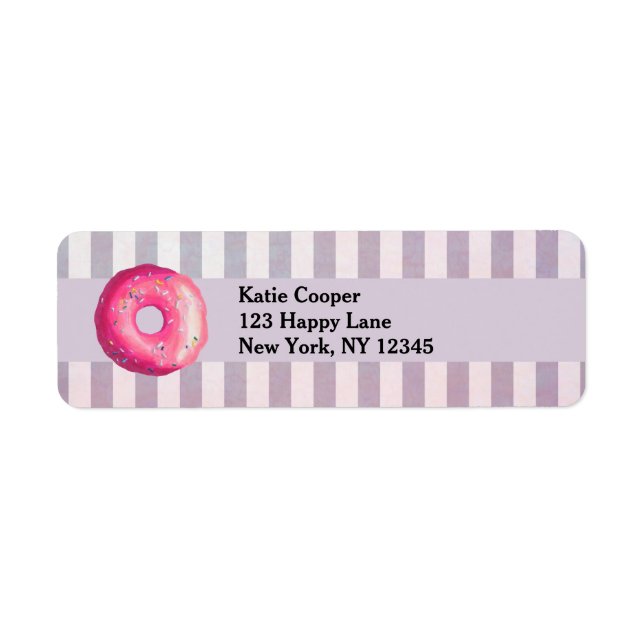Étiquette Donut With Pink Frosting And Sprinkles (Devant)
