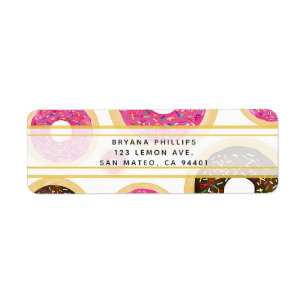 Étiquette Donuts avec paillettes roses et brunes Fête d'anni