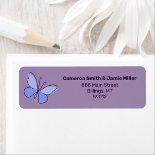 Étiquette Doodle violet bleu moderne Adresse de retour