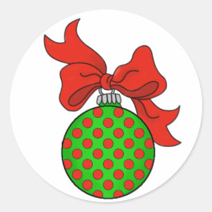 Étiquette d'ornement de Noël vert avec points roug
