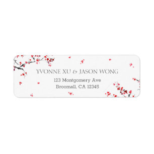 Étiquette Double Xi Chinese Red Elegant Retour