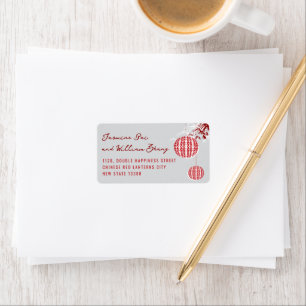Étiquette Double Xi Lanternes rouges Zen Bambou Feuilles