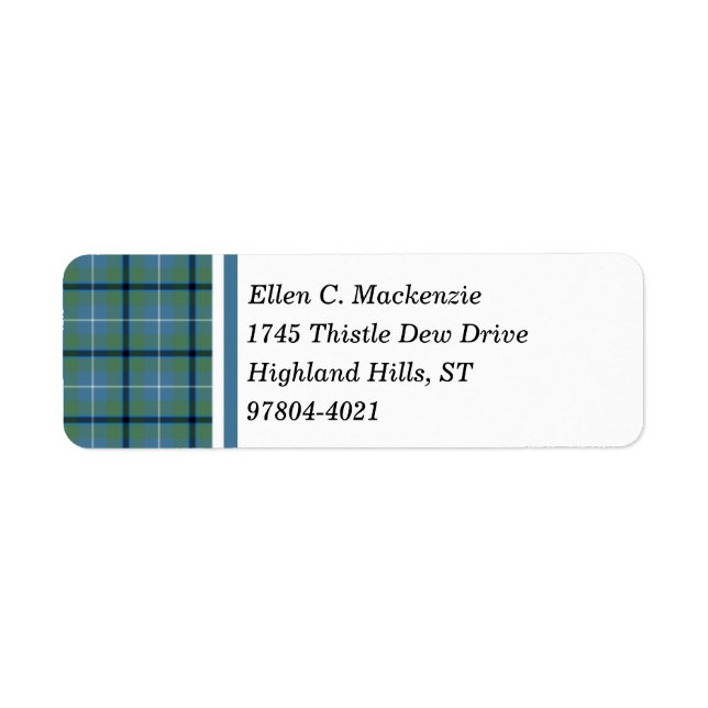 Étiquette Douglas Clan Tartan bleu clair antique (Devant)