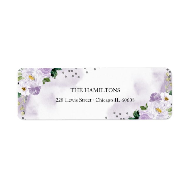 Étiquette Doux 16 Aquarelle violette Florale (Devant)