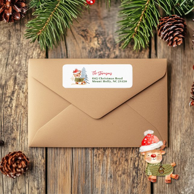 Étiquette Doux moche fête de Noël Deer Salutations (Ugly Sweater Christmas Party Deer Greetings Label)