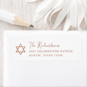 Étiquette Doux simple   Étoile d'or rose de David Bat mitzva