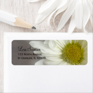 Étiquette Doux White Daisy on Grey Adresse de retour