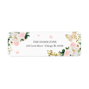 Étiquette Douze ans charmants Fleur de rougissement Papillon