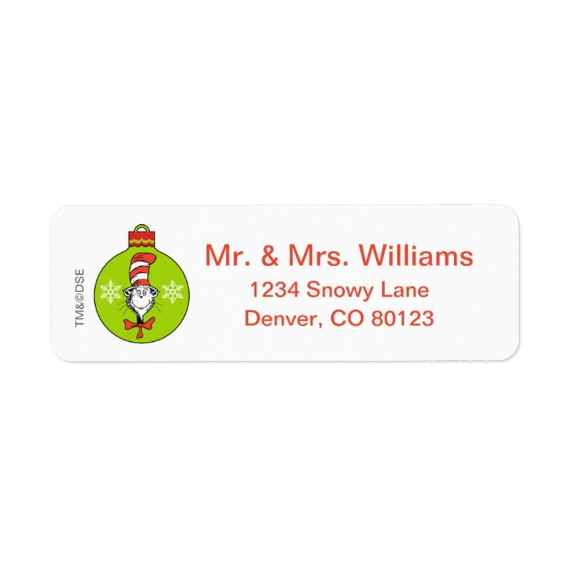 Étiquette Dr Seuss | Grinch | Chat dans l'ornement Casquette (Devant)