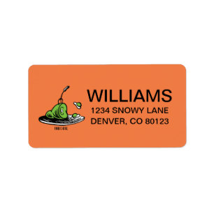 Étiquette Dr Seuss   Oeufs verts et icône de jambon