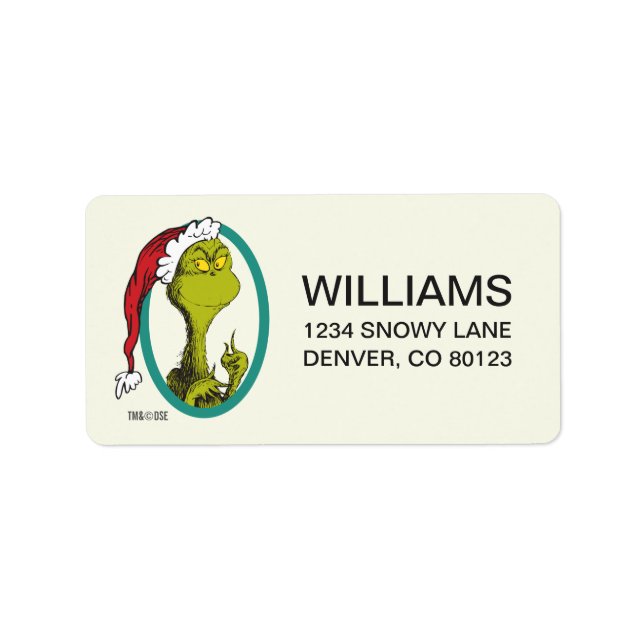 Étiquette Dr Seuss | The Grinch (Devant)