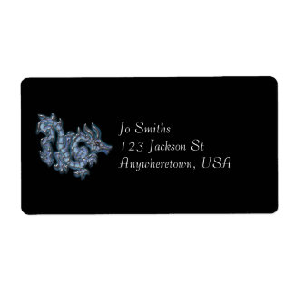 Étiquette dragon bleu cool