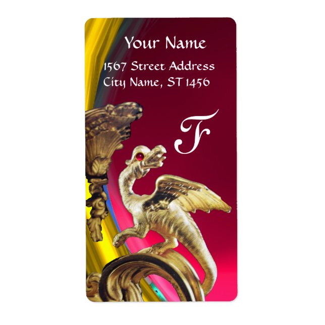 Étiquette DRAGON D'OR PINK FUCHSIA RUBY Monogramme (Devant)