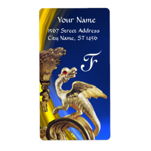 Étiquette DRAGON D'OR SAPHIRE BLEU AMÉTHYST Monogramme