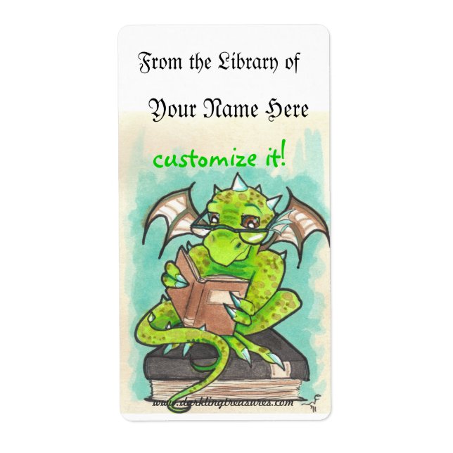 Étiquette Dragon Reading imaginaire art autocollants plaques (Devant)