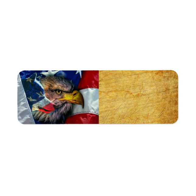 Étiquette Drapeau américain du loup d'aigle chauve (Devant)