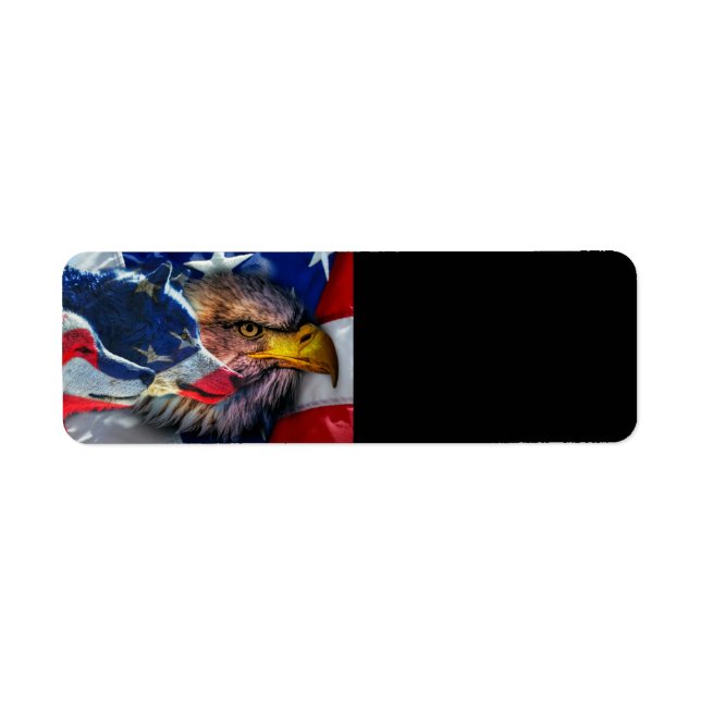 Étiquette Drapeau américain du loup d'aigle chauve (Devant)