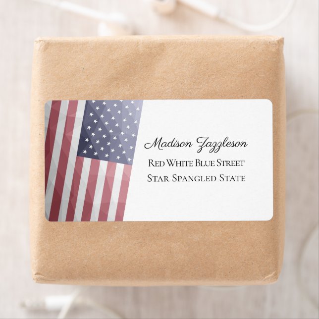 Étiquette Drapeau américain Rouge Blanc Bleu Amérique Mesh g (En situation)