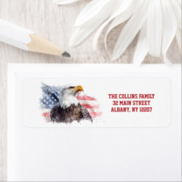Étiquette Drapeau Américain USA 4 Juillet Adresse de l'expéd