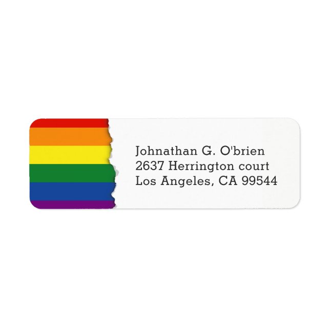 Étiquette Drapeau arc-en-ciel LGBT | Adresse de retour (Devant)
