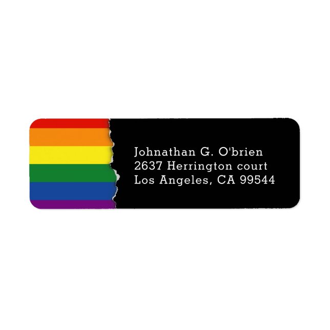 Étiquette Drapeau arc-en-ciel LGBT | Adresse de retour vide (Devant)