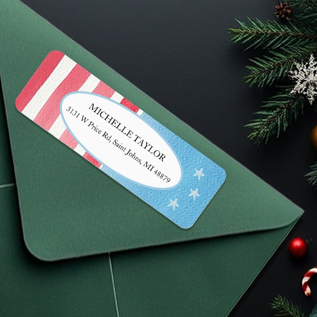 Étiquette Drapeau bleu rouge patriotique rustique (Créateur téléchargé)