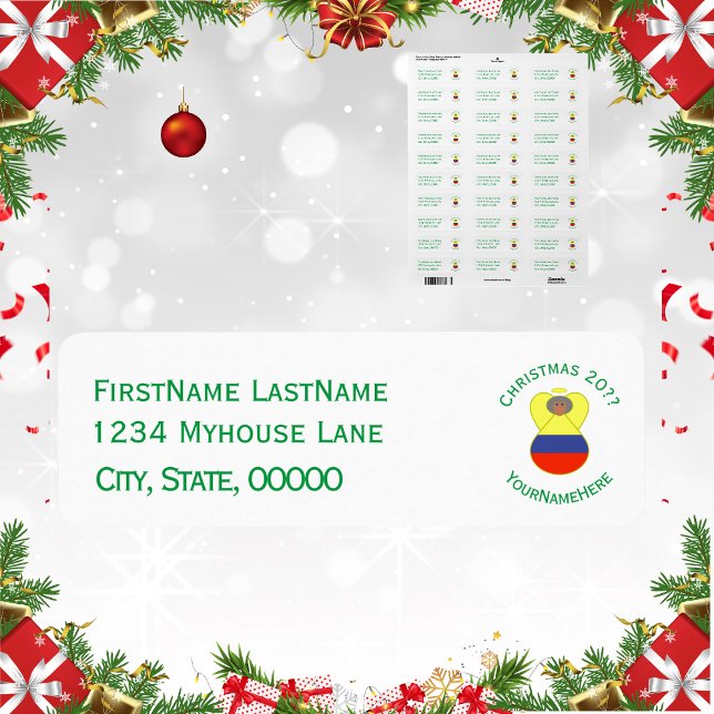 Étiquette Drapeau colombien Noël Abuela Angel (Créateur téléchargé)