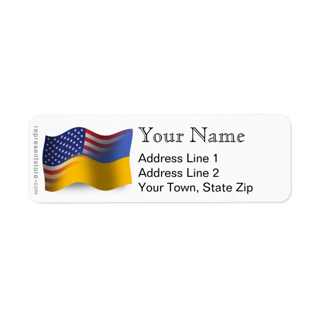 Étiquette Drapeau d'agitation ukrainien-américain (Devant)