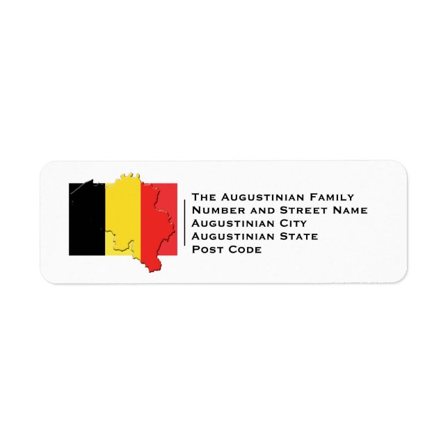Étiquette Drapeau de BELGIQUE | Carte Belge - Adresse (Devant)