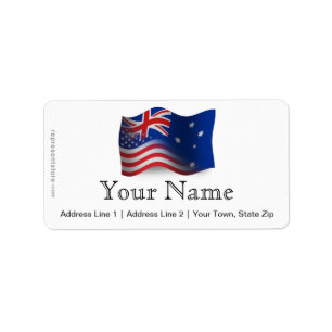 Étiquette Drapeau de ondulation Australien-Américain