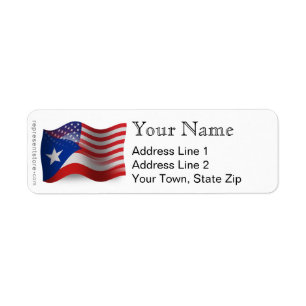 Étiquette Drapeau de ondulation Rican-Américain de Puerto