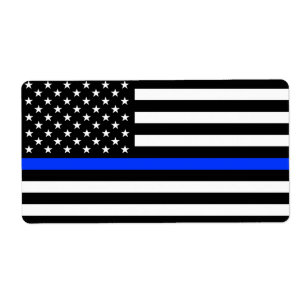 Étiquette Drapeau de police de la ligne bleue mince