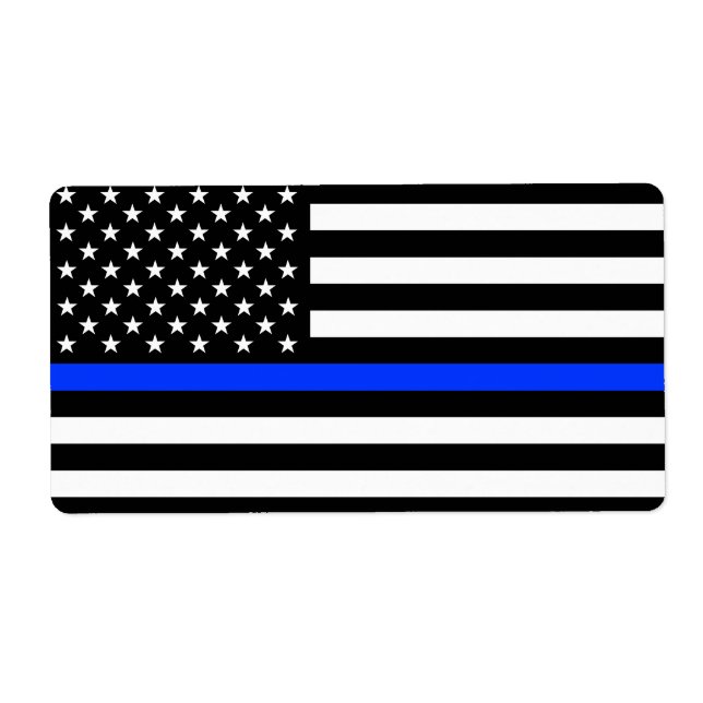 Étiquette Drapeau de police de la ligne bleue mince (Devant)