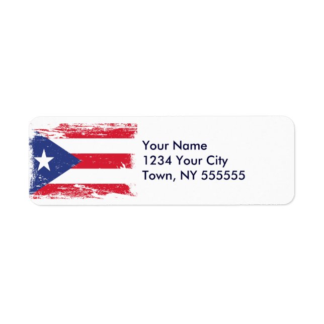 Étiquette Drapeau Grunge Porto Rico (Devant)