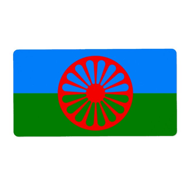 Étiquette Drapeau tzigane romani officiel (Devant)