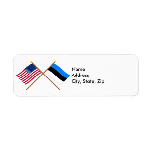 Étiquette Drapeaux croisés des États-Unis et de l'Estonie