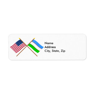 Étiquette Drapeaux croisés des États-Unis et de l'Ouzbékista