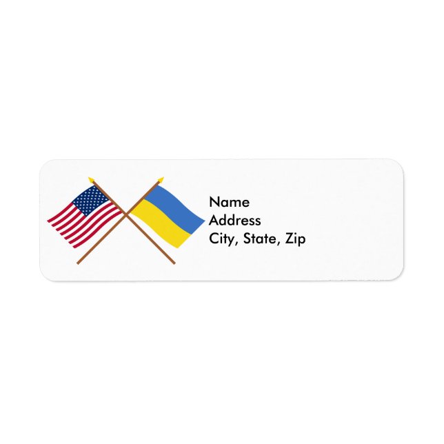 Étiquette Drapeaux croisés des États-Unis et de l'Ukraine (Devant)