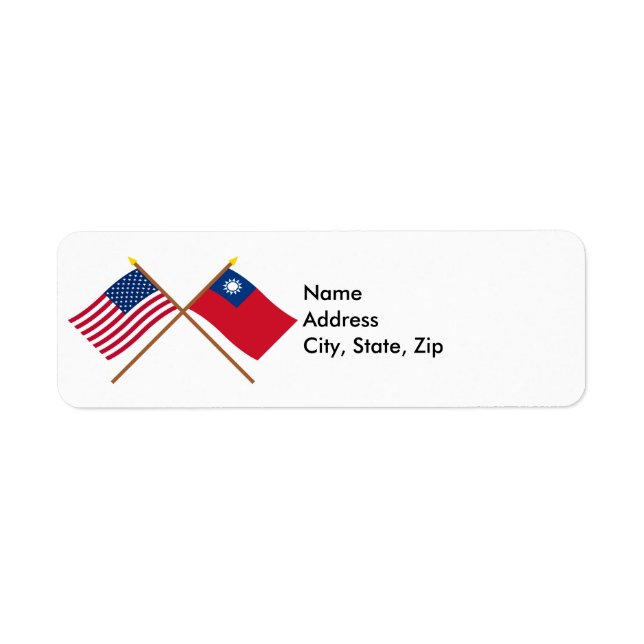 Étiquette Drapeaux croisés des États-Unis et de Taiwan (Devant)