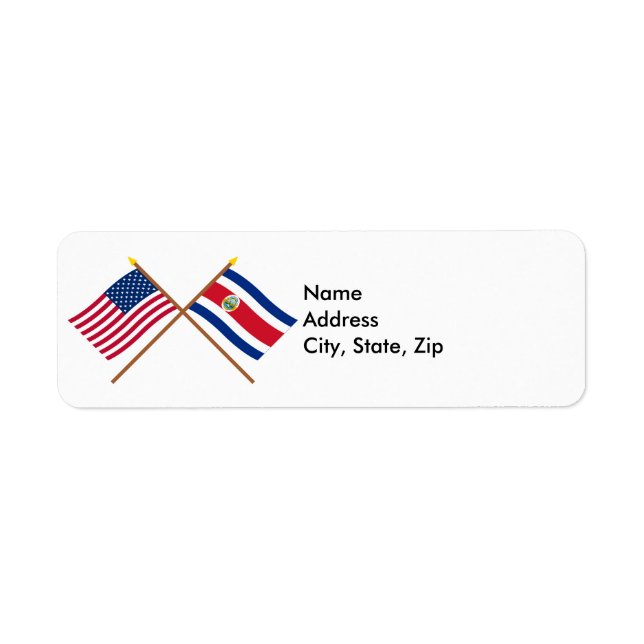 Étiquette Drapeaux croisés des États-Unis et du Costa Rica (Devant)