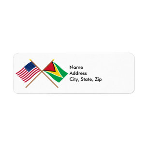 Étiquette Drapeaux croisés des États-Unis et du Guyana