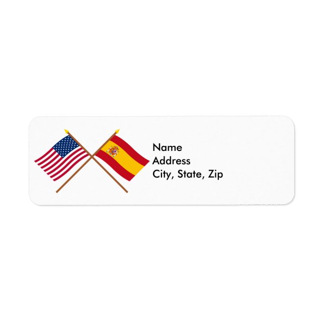 Étiquette Drapeaux croisés États-Unis et Espagne (Devant)