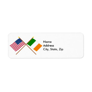 Étiquette Drapeaux croisés États-Unis et Irlande