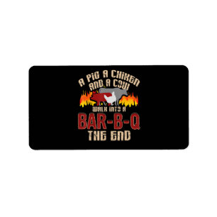 Étiquette Drôle Cochon Poulet Barre de Vache B Q Barbecue Ch