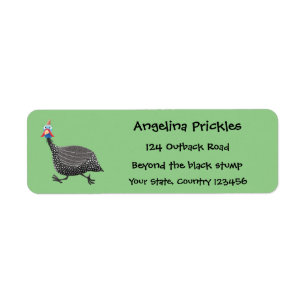 Étiquette Drôle dessin animé d'oiseau de Guineafowl
