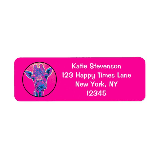 Étiquette Drôle Giraffe Sticking out son langue (Devant)