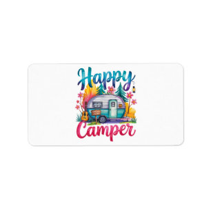 Étiquette Drôle Happy Camper Équipement de Camping Remorque