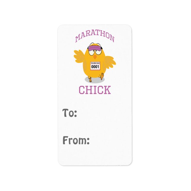 Étiquette Drôle Marathon Chick (Devant)