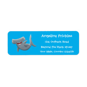 Étiquette Drôle mignon requin marteau dessin animé